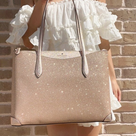 Kate Spade Top Zip Tote Shoulder Bag Glitter - Picture 6 of 8